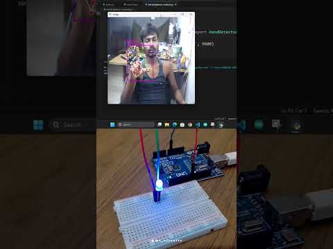 LED Dimmer using Hand gesture 🧑🏻‍💻📈🔥 | #shorts #arduino #python