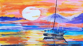 Acrilic Painting  🎨 SUNSET CHILL 🎨| How to Draw | Magic Paintings | Relaxing Music