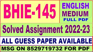 bhie 145 solved assignment 2022-23 / bhie 145 solved assignment in English / ignou bag solved