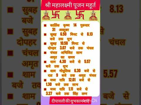 mahalaxmi pujan muhurat 2024 | श्री महालक्ष्मी पूजन मुहूर्त 2024 #deepavali2024