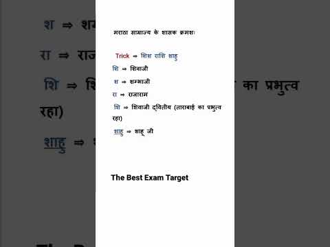 maratha samrajya ke shasak kramsha. || The Best Exam Target