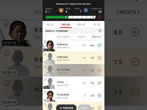 Mun-W Vs Whu-W Football Dream Team Prediction