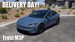 Taking delivery of my FROST BLUE Tesla Model 3 Performance!