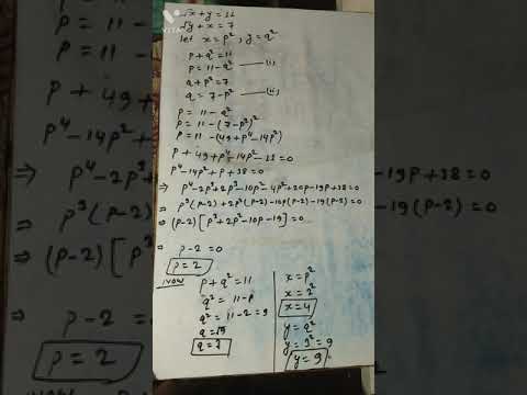 Root^X+Y=11 ,root^Y+X=7 find x and y