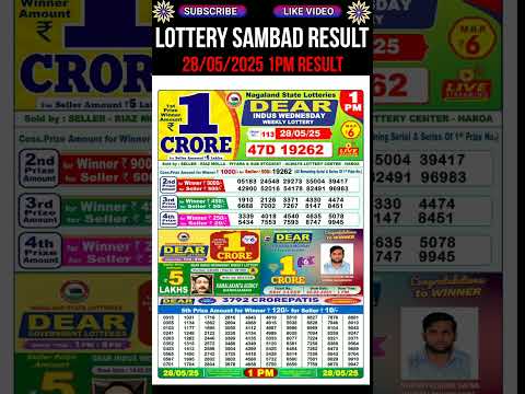 Nagaland State Dear Lottery Sambad Result  Morning 1PM Result 28.05.2025