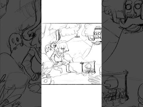 CHARACTER SKETCH WITH ENVIRONMENT 😱 #art #asmr #howtodraw #characterdesign