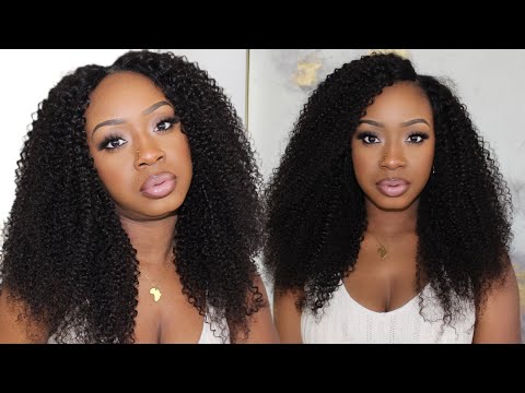 5 Minute Curly V Part Wig Install | NO LACE NO GLUE Ft. UNice Hair