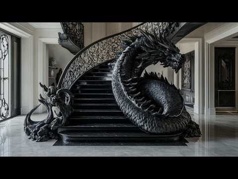 Luxury Dragon Sculpture in Steve Jobs-Inspired Villa | High-Resolution Aerial Photography Design