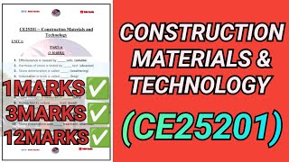 Construction Materials & Technology- CE25201 | Construction Materials|CE25201 |Civil |R2025 #ce25201