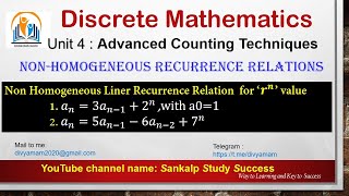 8.Non Homogeneous Recurrence Relation for '𝑟^𝑛 ' Values || Discrete Mathematics || CSE,IT