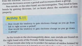 Activity 5.11, Periodic Classification of Elements, Chapter 5, 10th Class Science