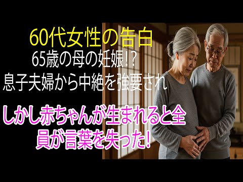 【シニア恋愛】60代女性の告白65歳の母の妊娠！？息子夫婦から中絶を強要されしかし赤ちゃんが生まれると全員が言葉を失った！