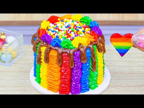 Best Of Sweety Rainbow Buttercream Cake 🌈 How To Make Miniature Cute Rainbow Cake ❤️ Petite Baker