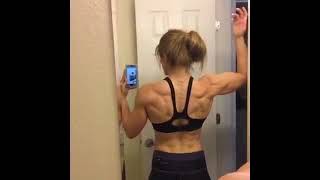 IFBB Pro Figure Dallas McCormick IFFB Female Muscle Girl Bodybuilder Flexing Biceps