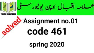 aiou solved Assignment spring 2020 | code 461 Assignment no.01