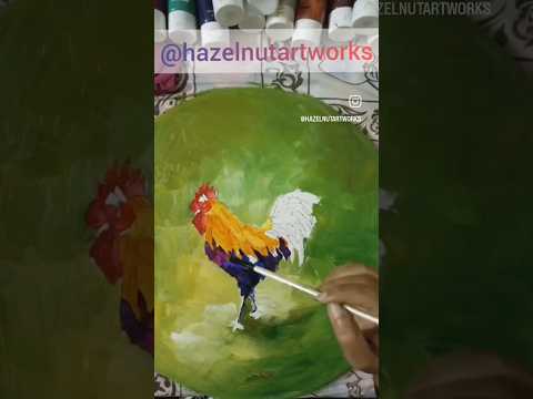 How to paint a Rooster #furnituredesign #acrylicpaint #roosters #coffeetabletop #timelapsevideos