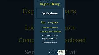 QA Engineer Remote #coding #programming #aws #gcp #azure #sindoor #modi #softwaredeveloper #tester