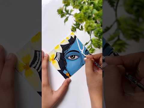 Tere Naina 👀🩵🦚 krishna eyes painting 💗 #krishna #painting #art