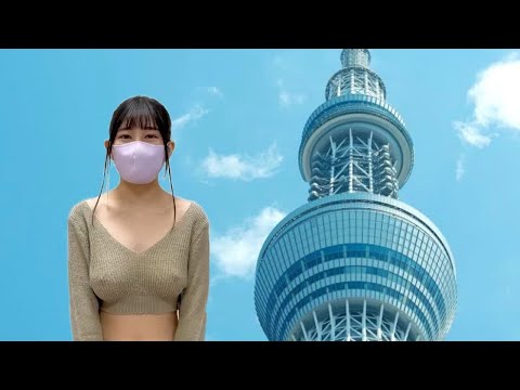 【ノーブラ散歩】Walk to Skytree and chocolate cafe