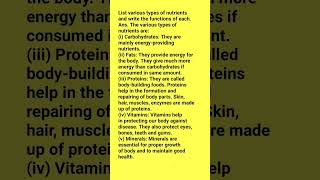 Nutrients and its function#biology #nutrition #ncertsolutions #shortsvideo