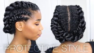 Edgy Twisted Office + Gym Protective Natural Hairstyle | Work Out
