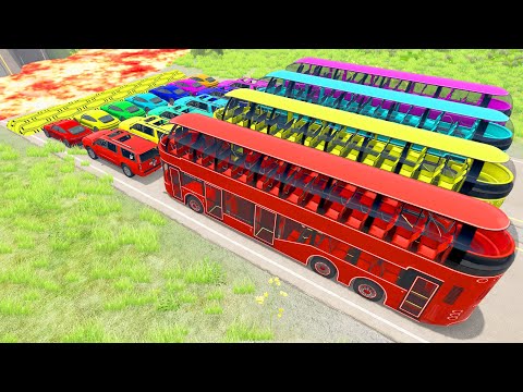 HT Gameplay # 28 | Bus & Trucks vs Giant lava Pit and Cars Crashes Numerous Potholes