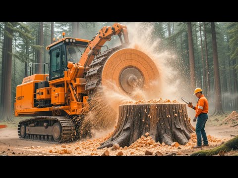 Extreme Brutal Stump Removal Wood Shredder Machines Working - Fastest Tree Mulcher Harvester