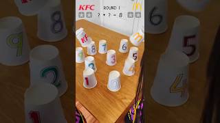McDonald’s VS KFC Math Challenge🤪| Catch the Cup Game | Easy Game for Kids #shorts #diygames #paper