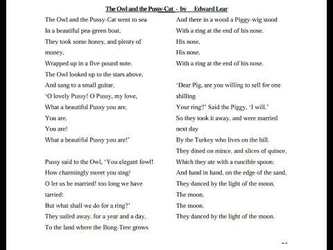 The owl and the pussy cat | Poetry recitation 2024 | grade nine | Updated version ❤️