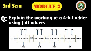 VTU | DDCO | 3rd Sem | BCS302 | Module 2 | 4-Bit Adder Using Full Adders | Combinational Logic | MQP