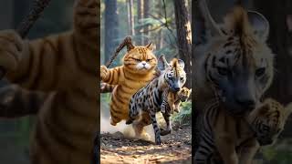 Tigers and Cat Friendship  #DigitalTalent #FutureOfTechnology #CreativeAI #TechEntertainment
