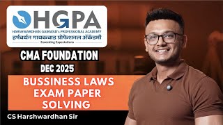 CMA Foundation Exam Dec 2025 | Law Paper Solving & Answer Discussion | HGPA Classes |