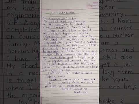 Self Introduction for school/college || Short speech on Self Introduction #youtubeshorts #shorts