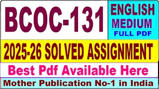 BCOC 131 solved assignment 2025-26 || bcoc 131 solved assignment 2026 in English || ignou bcoc131