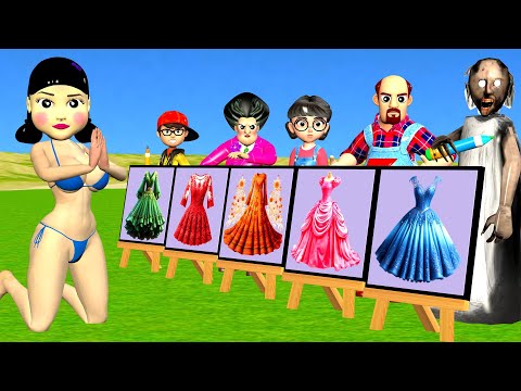 Scary Teacher 3D Vs Squid Game Drawing Dress Skirt vs Wooden Door Nice or Error 5 Times Challenge