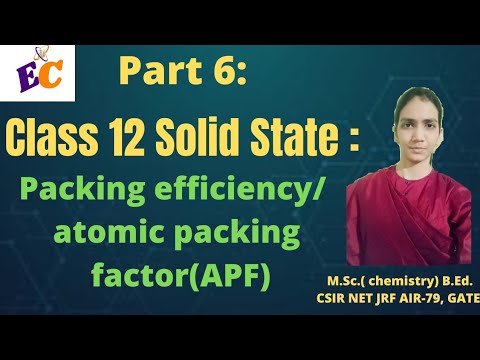 Class 12 solid state|| packing efficiency|| Atomic packing factor(APF).