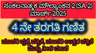 Summative assessment 2, 2024-25 4th std Maths question paper, key answer and blueprint