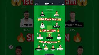 SIX vs REN Today Dream11 Prediction l Sydney Sixers vs Melbourne Renegades #dream11 #bbl
