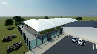 Lawn Bowls - Double 'Dome' fabric roof structure covering two Lawn Bowls Greens