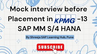 SAP MM Mock interview conducted Before Placement in KPMG | SAP MM | Best SAP Courses in Pune