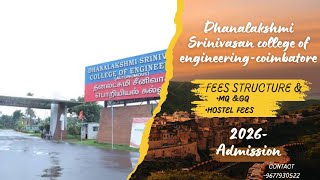Dhanalakshmi Srinivasan engineering college fees structure -2026| MQ&GQ Fees |Hostel fees|coimbatore