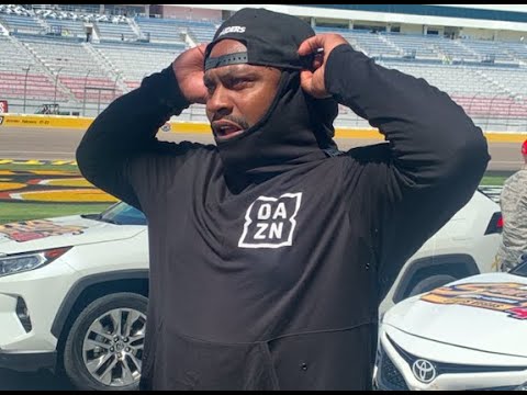 Marshawn Lynch with the Pace Car Prep