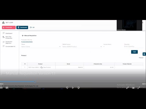 BETs ERP | 20 - Manual Requisition Sending to Store | Manufacturing and Production Module