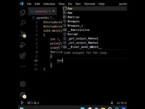 Pyramid Pattern program in C Language || #shorts || #CloudCODE