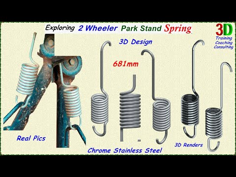 2 WHEELER PARK STAND SPRING in 3D Design, #CAD, #fusion360, #Rendering, #solidworks, #creo, #catia