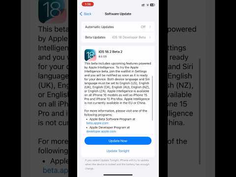 Ios 18.2 Beta 2 update | iphone 11,12,13,14,15,16