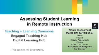 Assessing Student Learning in Remote Instruction