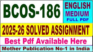 BCOS 186 solved assignment 2025-26 || bcos 186 solved assignment 2026 in English || ignou bcos186