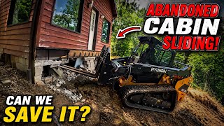 Trying to Save an Abandoned Cabin Before It Slides Down the Hill!