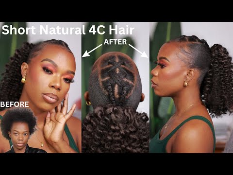 Quick & Easy Rubber Band Ponytail Hairstyle on Short 4c Natural Hair | Hairstyles for Black Women